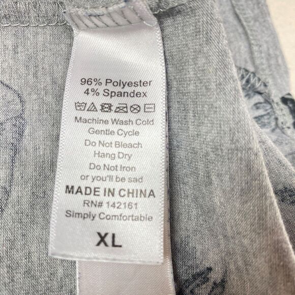 LuLaRoe Jersey Knit Black Rose Floral Gray T Shirt Dress XL Boho Whimsy Goth - Picture 10 of 10